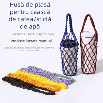 Manșon izolant din plasă pentru ceasca de ceai cu lapte și cafea, husă de protecție pentru ceașcă din sticlă, geantă din plasă portabilă