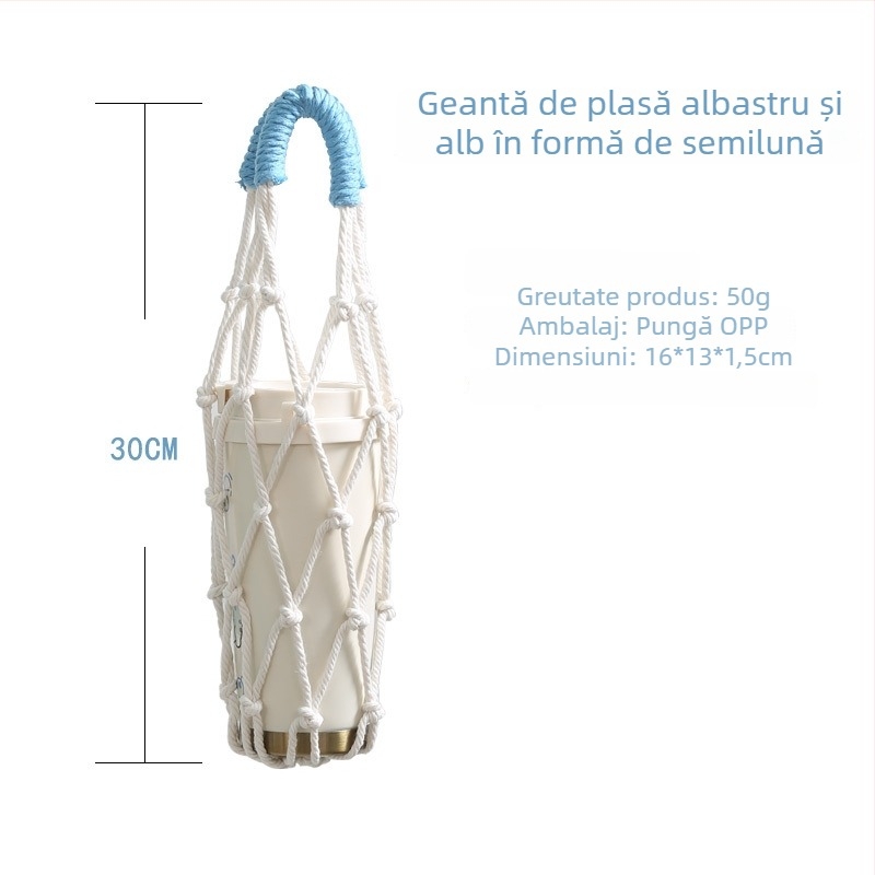 Manșon izolant din plasă pentru ceasca de ceai cu lapte și cafea, husă de protecție pentru ceașcă din sticlă, geantă din plasă portabilă