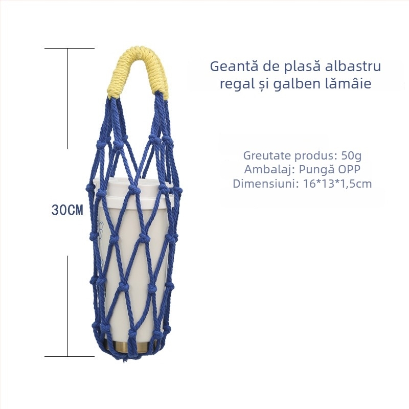 Manșon izolant din plasă pentru ceasca de ceai cu lapte și cafea, husă de protecție pentru ceașcă din sticlă, geantă din plasă portabilă