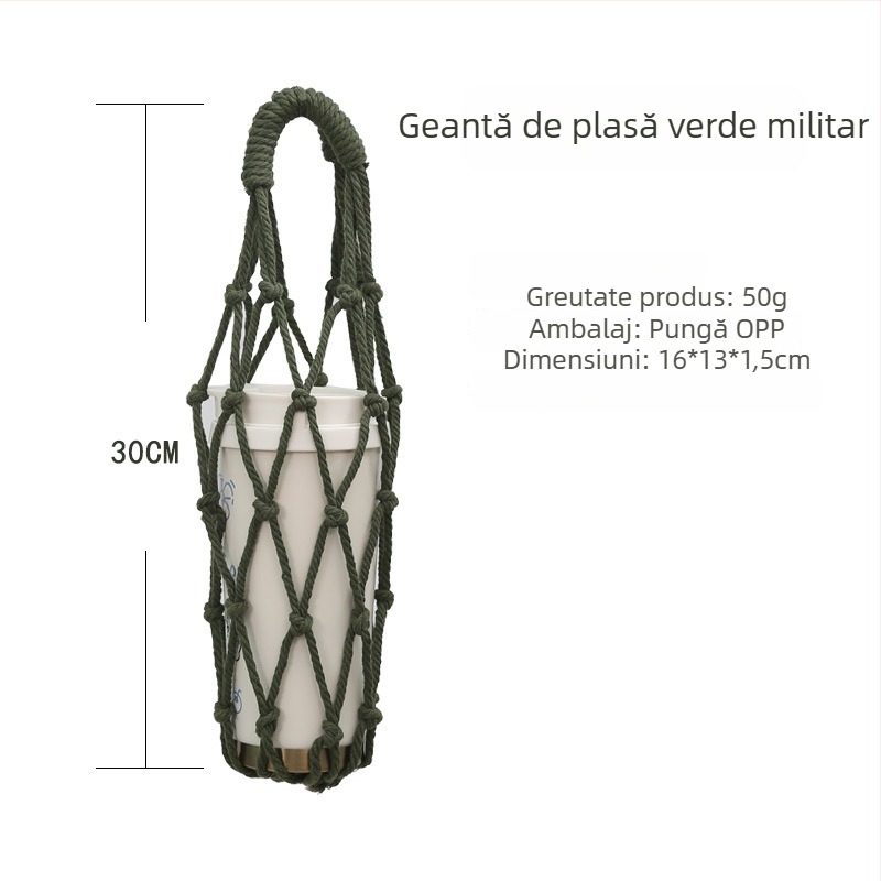 Manșon izolant din plasă pentru ceasca de ceai cu lapte și cafea, husă de protecție pentru ceașcă din sticlă, geantă din plasă portabilă