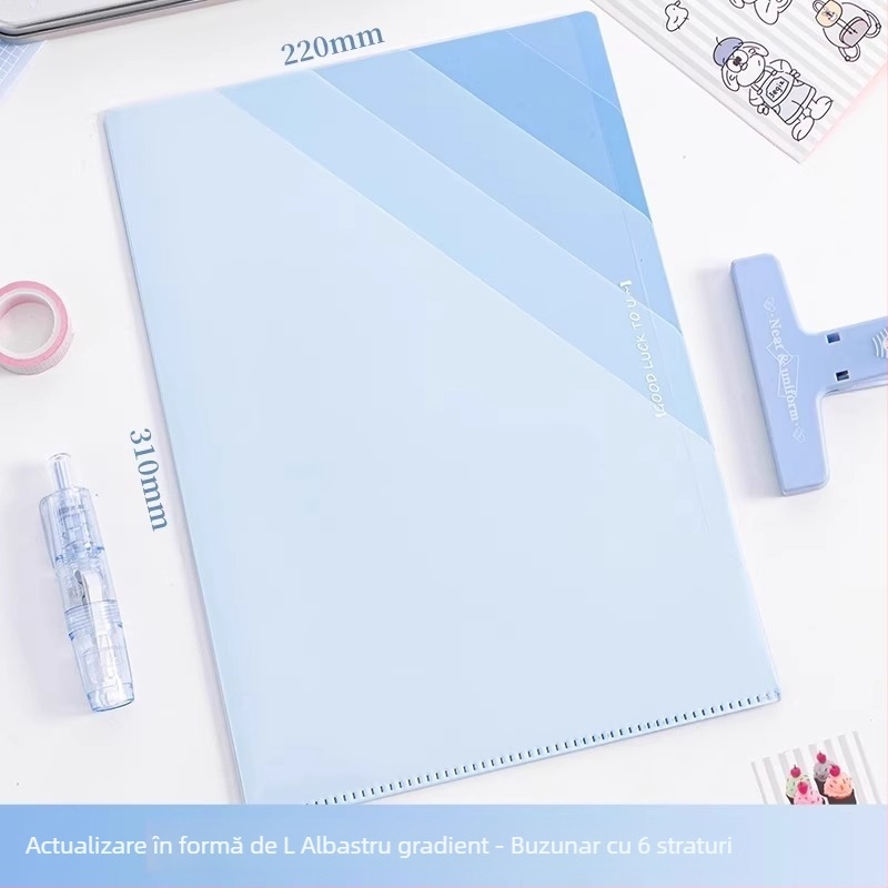 Dosar A4 gradient cu mai multe compartimente și clemă, gros, portabil, capacitate mare, rezistent la apă pentru documente de examen