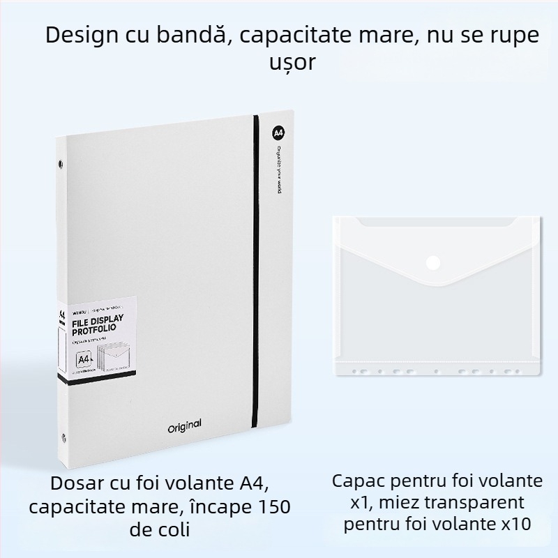 Mapă A4 transparentă pentru documente, organizator minimalist de birou, dimensiuni 32,3×26,5 cm