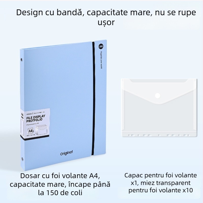 Mapă A4 transparentă pentru documente, organizator minimalist de birou, dimensiuni 32,3×26,5 cm