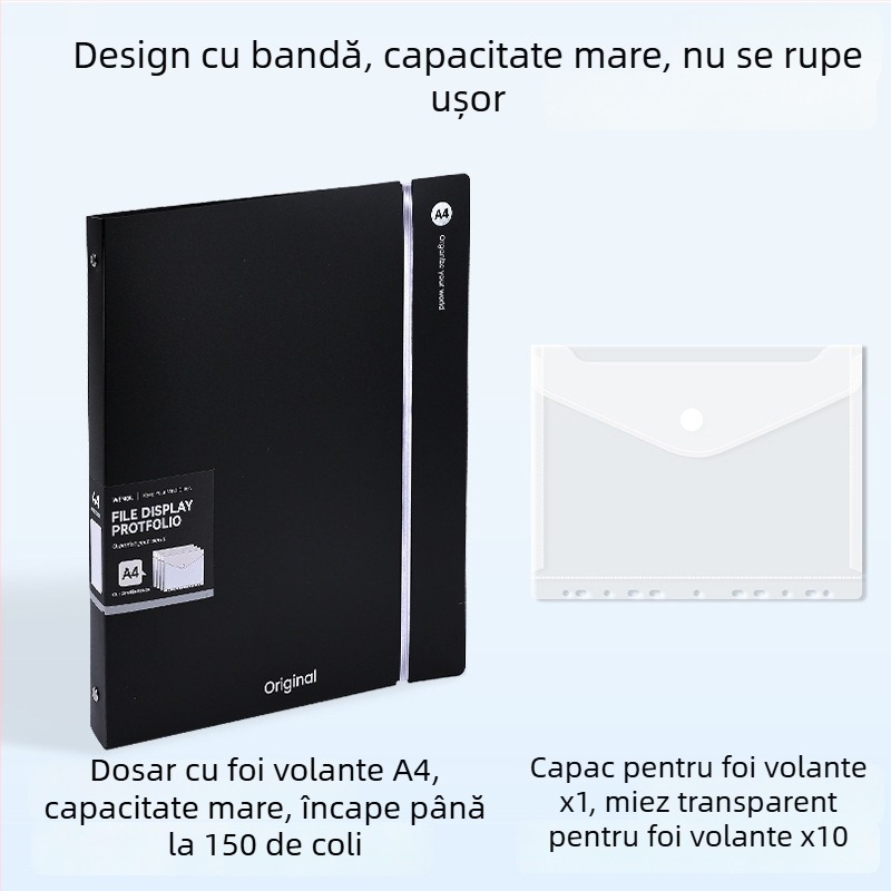 Mapă A4 transparentă pentru documente, organizator minimalist de birou, dimensiuni 32,3×26,5 cm