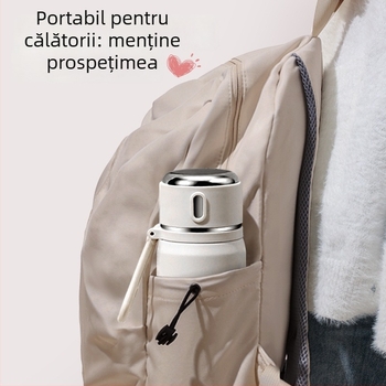 Cană termică inteligentă pentru femei, interior din oțel inoxidabil 316, capacitate mare, bretea de purtare, capac etanș