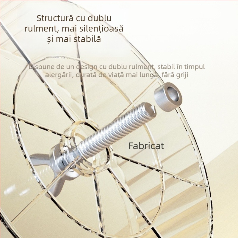Roata de alergare pentru hamster, extra-large, silențioasă, cu suport și decor pentru cușcă