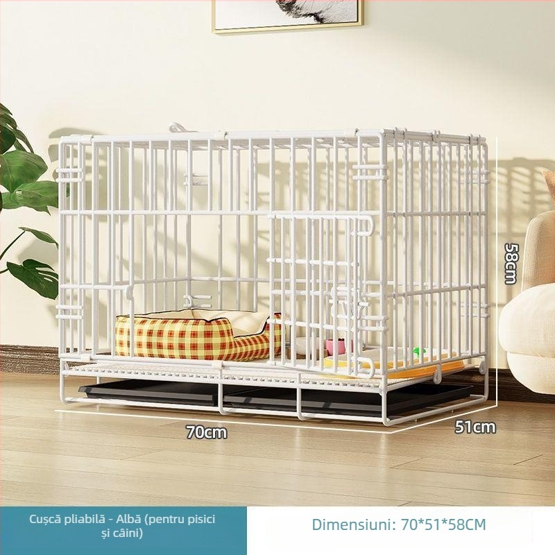 Cușcă pliabilă și robustă pentru animale de companie: câini, pisici și iepuri, cu zonă de toaletă separată, vilă interioară pentru câini mici și mijlocii