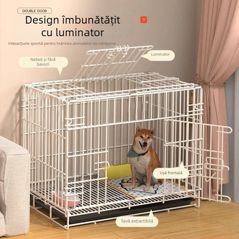 Cușcă de interior pentru câini cu toaletă încorporată, pentru câini mici și de talie medie (Teddy, Corgi, Bichon), cușcă mare pentru animale de companie și cușcă pentru pisici