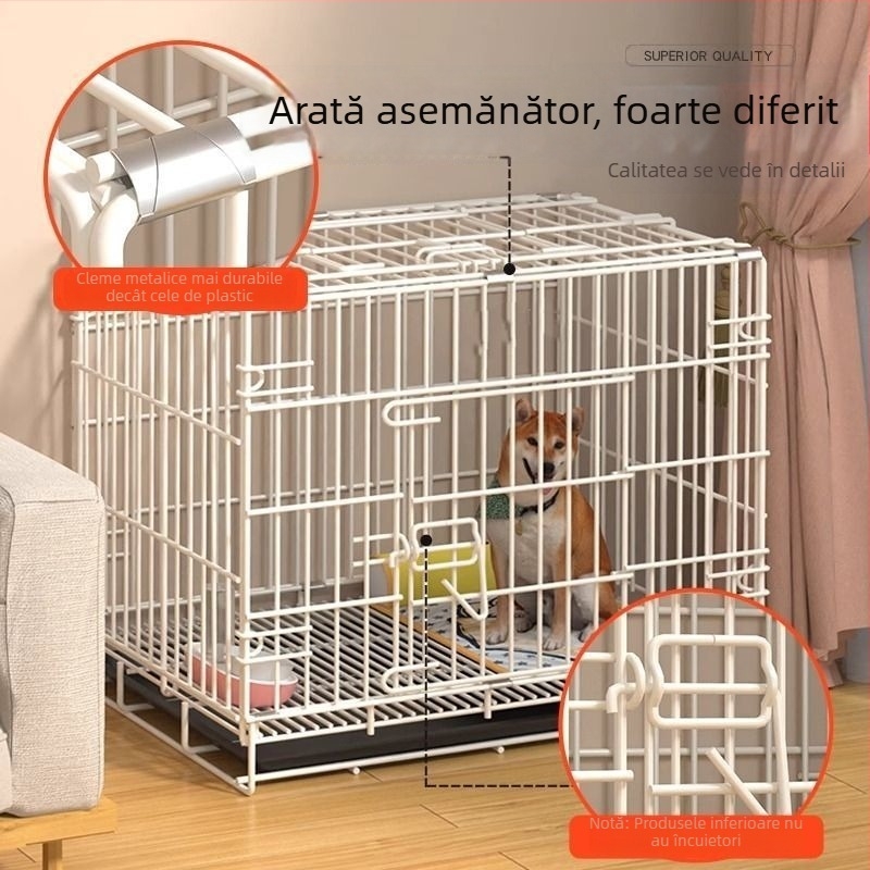 Cușcă de interior pentru câini cu toaletă încorporată, pentru câini mici și de talie medie (Teddy, Corgi, Bichon), cușcă mare pentru animale de companie și cușcă pentru pisici
