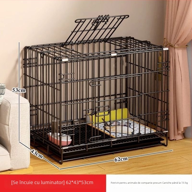 Cușcă de interior pentru câini cu toaletă încorporată, pentru câini mici și de talie medie (Teddy, Corgi, Bichon), cușcă mare pentru animale de companie și cușcă pentru pisici