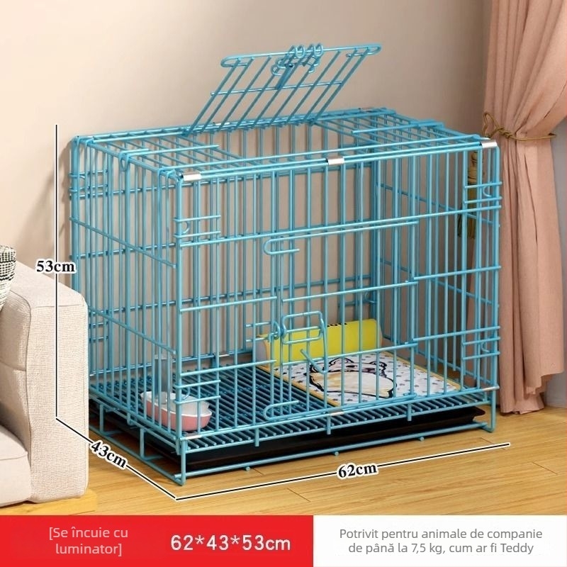 Cușcă de interior pentru câini cu toaletă încorporată, pentru câini mici și de talie medie (Teddy, Corgi, Bichon), cușcă mare pentru animale de companie și cușcă pentru pisici