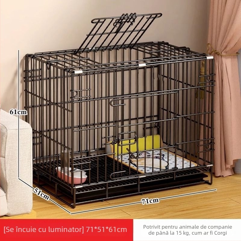 Cușcă de interior pentru câini cu toaletă încorporată, pentru câini mici și de talie medie (Teddy, Corgi, Bichon), cușcă mare pentru animale de companie și cușcă pentru pisici