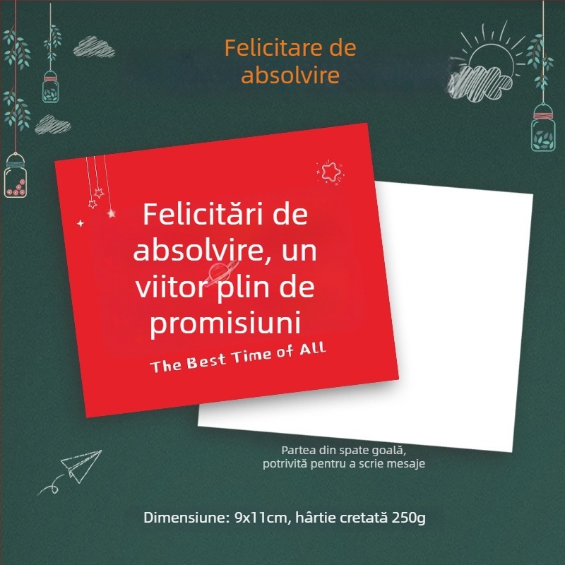 Buchet de absolvire însoțit de carduri de felicitare și mesaje scrise de mână