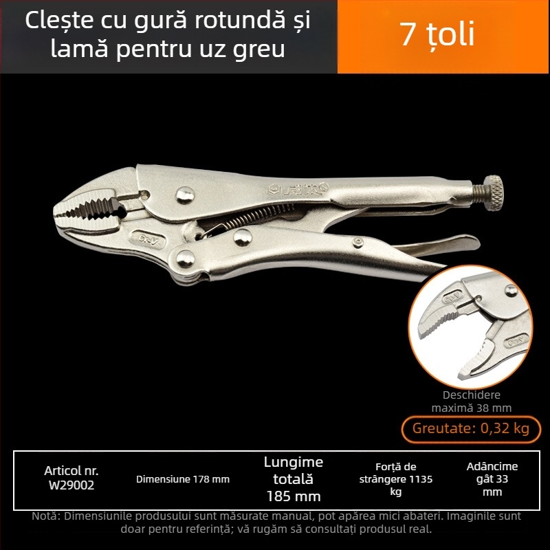 Weida clește industrial greu – clește multifuncțional și clește universal pentru țevi, pentru tâmplărie, sigilare manuală, gură rotundă, 10 inch