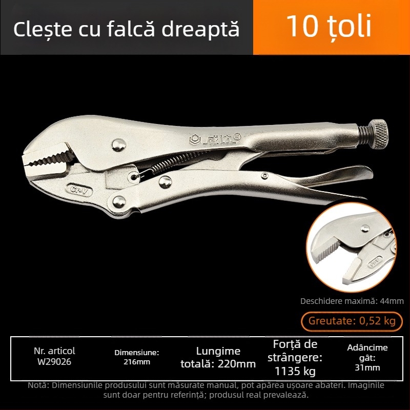 Weida clește industrial greu – clește multifuncțional și clește universal pentru țevi, pentru tâmplărie, sigilare manuală, gură rotundă, 10 inch