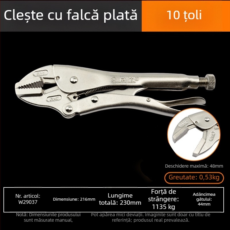 Weida clește industrial greu – clește multifuncțional și clește universal pentru țevi, pentru tâmplărie, sigilare manuală, gură rotundă, 10 inch