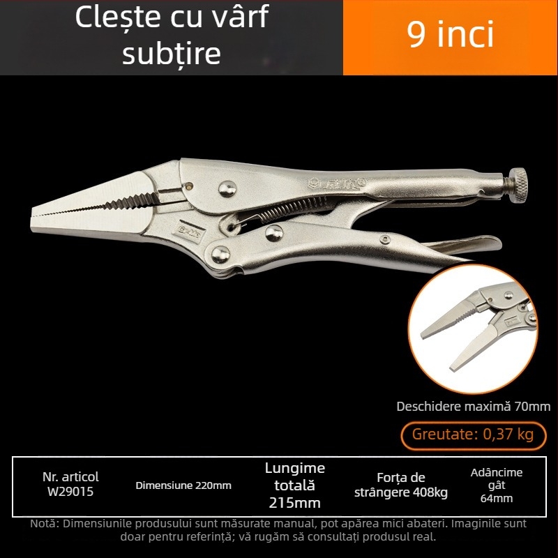 Weida clește industrial greu – clește multifuncțional și clește universal pentru țevi, pentru tâmplărie, sigilare manuală, gură rotundă, 10 inch