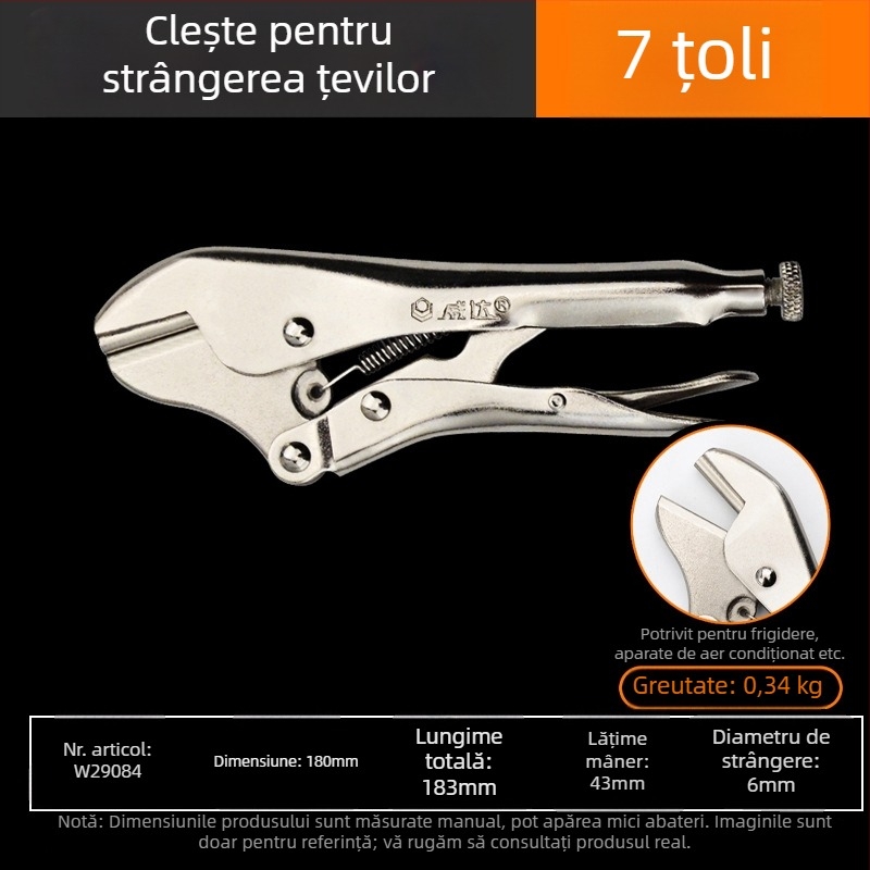 Weida clește industrial greu – clește multifuncțional și clește universal pentru țevi, pentru tâmplărie, sigilare manuală, gură rotundă, 10 inch