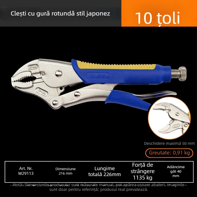 Weida clește industrial greu – clește multifuncțional și clește universal pentru țevi, pentru tâmplărie, sigilare manuală, gură rotundă, 10 inch