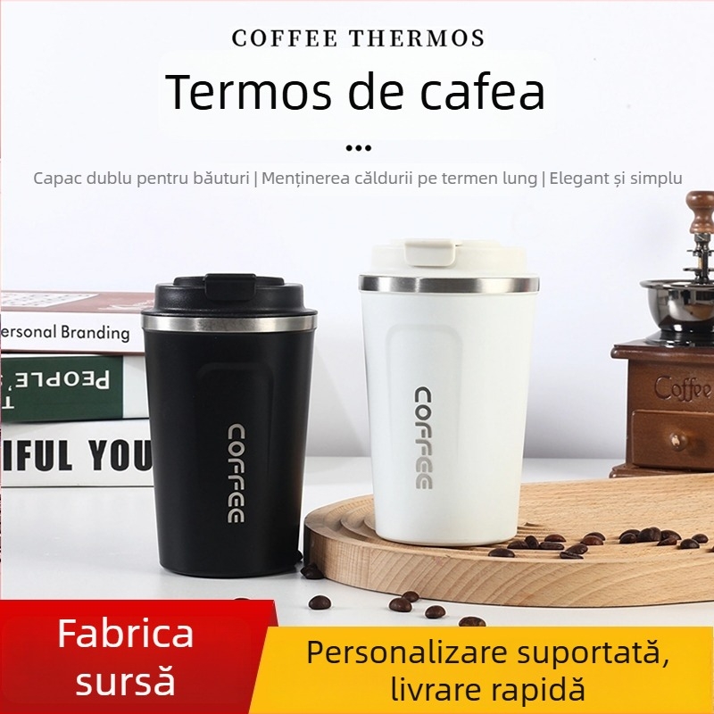 Cană de cafea din oțel inoxidabil, cu afișaj de temperatură, termos portabil pentru mașină, logo personalizabil, cadou
