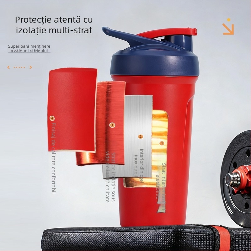 Cană shaker din oțel inoxidabil, cu încuietoare, capacitate mare, portabilă, izolantă pentru exterior