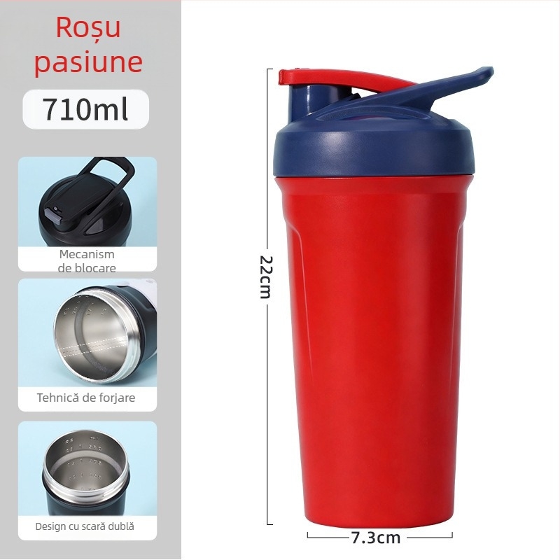 Cană shaker din oțel inoxidabil, cu încuietoare, capacitate mare, portabilă, izolantă pentru exterior