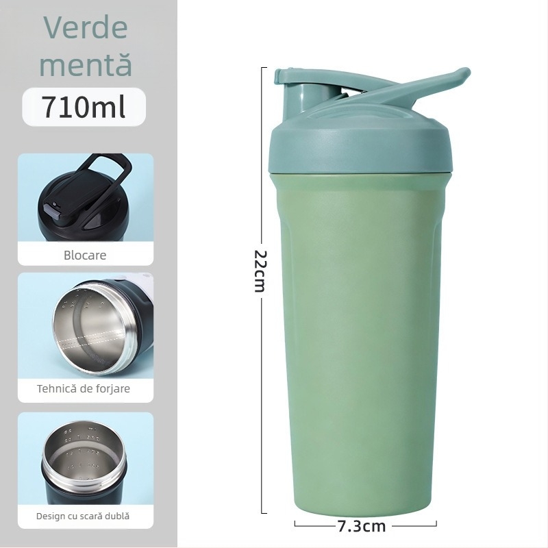 Cană shaker din oțel inoxidabil, cu încuietoare, capacitate mare, portabilă, izolantă pentru exterior