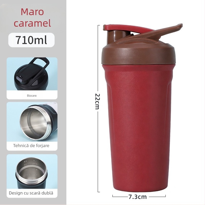 Cană shaker din oțel inoxidabil, cu încuietoare, capacitate mare, portabilă, izolantă pentru exterior