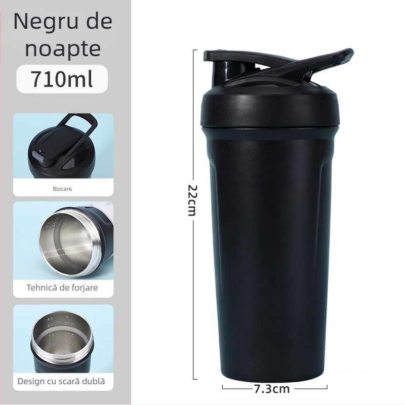Cană shaker din oțel inoxidabil, cu încuietoare, capacitate mare, portabilă, izolantă pentru exterior
