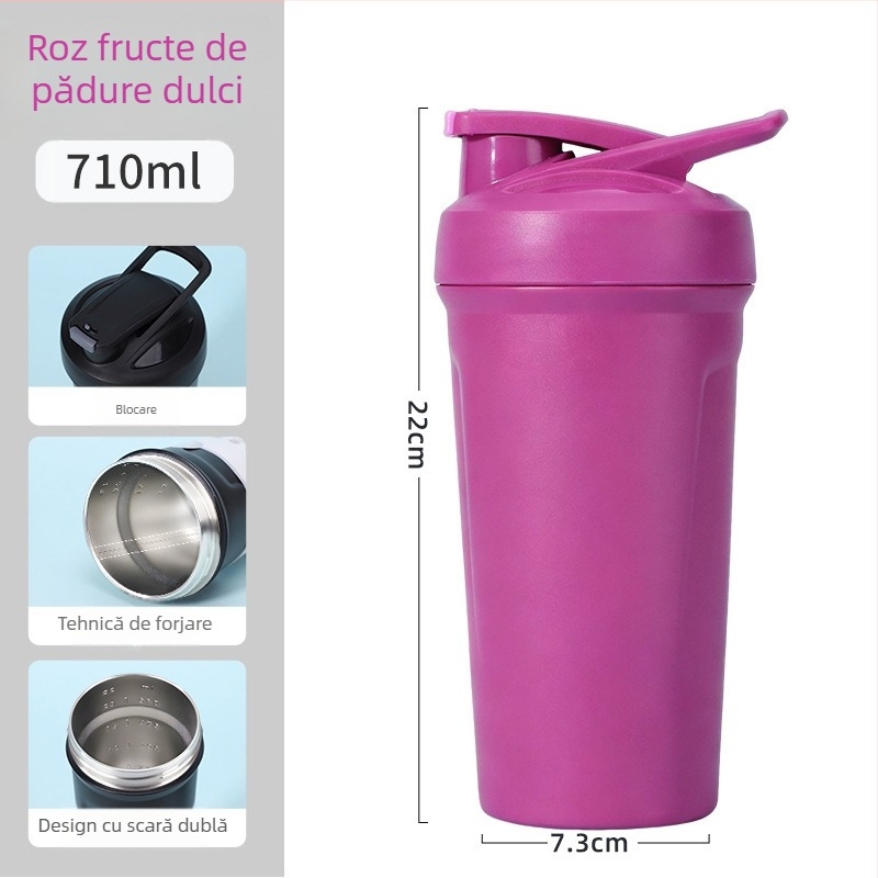 Cană shaker din oțel inoxidabil, cu încuietoare, capacitate mare, portabilă, izolantă pentru exterior