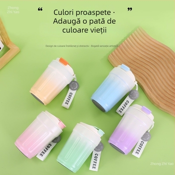 Cană termică cu interior ceramic 316, portabilă, cu capac rabatabil pentru băut direct, cană de cafea auto, mare capacitate