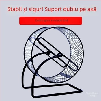 Roată de alergare silențioasă pentru hamster, cu suport metalic; jucărie din plastic pentru pilirea unghiilor