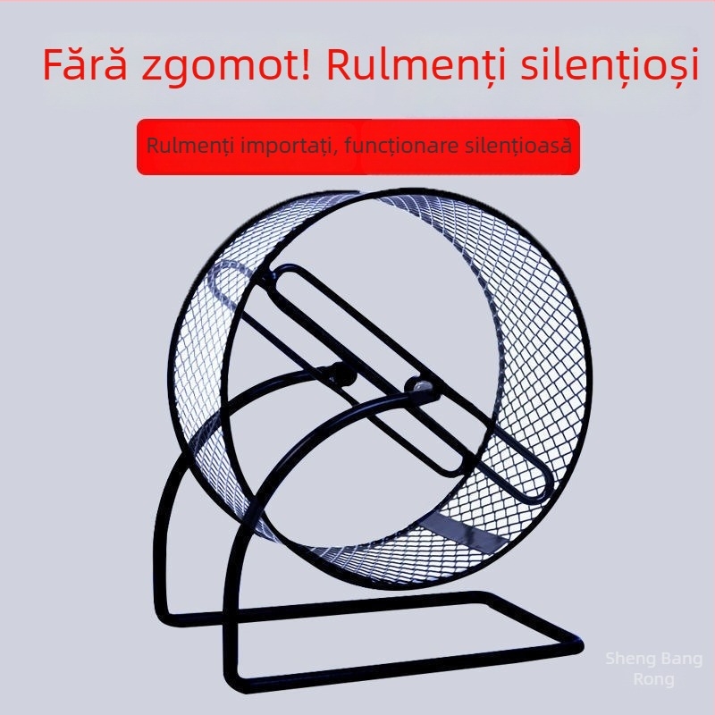 Roată de alergare silențioasă pentru hamster, cu suport metalic; jucărie din plastic pentru pilirea unghiilor