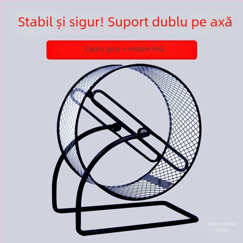 Roată de alergare silențioasă pentru hamster, cu suport metalic; jucărie din plastic pentru pilirea unghiilor