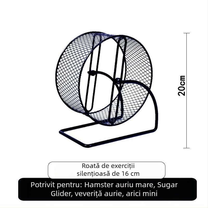 Roată de alergare silențioasă pentru hamster, cu suport metalic; jucărie din plastic pentru pilirea unghiilor