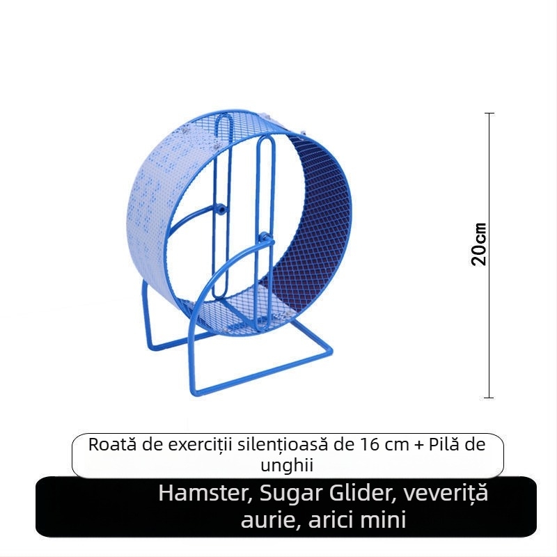 Roată de alergare silențioasă pentru hamster, cu suport metalic; jucărie din plastic pentru pilirea unghiilor