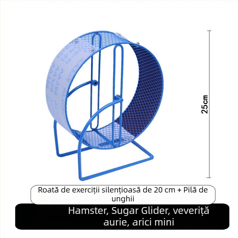 Roată de alergare silențioasă pentru hamster, cu suport metalic; jucărie din plastic pentru pilirea unghiilor