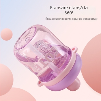 Pahar din plastic minimalist cu design de ceai de flori, pai, recipient de apă portabil și compact pentru studenți și cupluri, stil influencer
