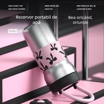 Termos pentru femei, oțel inoxidabil 304 exterior, 316 interior, izolație 6–12 ore, portabil cu șnur de purtare