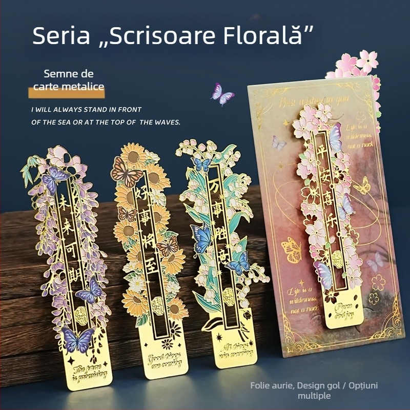 Semn de carte metalic în stil Ins, cu flori proaspete, amintire de absolvire, suvenir de călătorie, decor pentru elevi