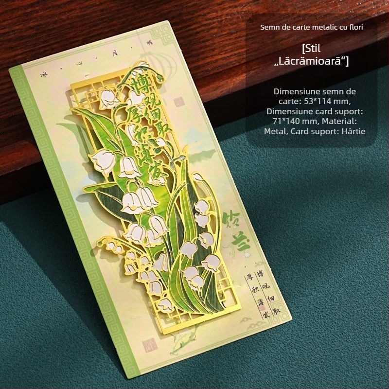 Semn de carte metalic în stil Ins, cu flori proaspete, amintire de absolvire, suvenir de călătorie, decor pentru elevi