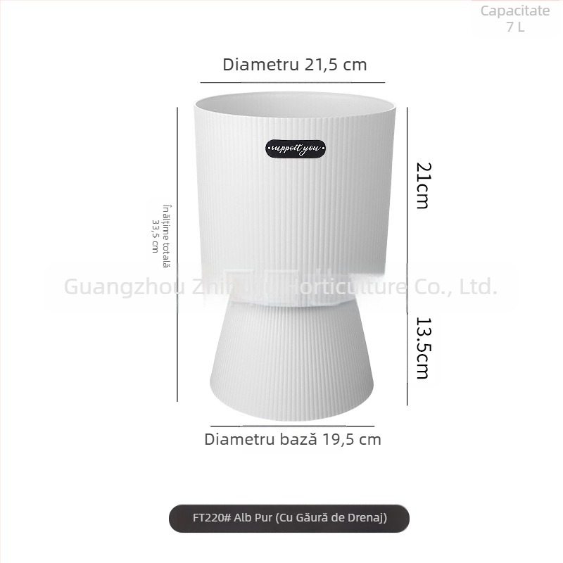 Ghiveci plastic cu picior înalt pentru interior - premium, ușor de întreținut, respirabil, economisitor de apă, durabil, stil roman, potrivit pentru Cymbidium, Phalaenopsis și pomul banilor.
