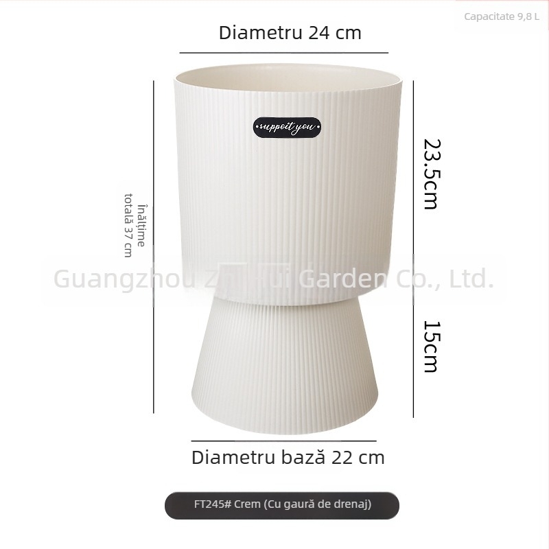 Ghiveci plastic cu picior înalt pentru interior - premium, ușor de întreținut, respirabil, economisitor de apă, durabil, stil roman, potrivit pentru Cymbidium, Phalaenopsis și pomul banilor.