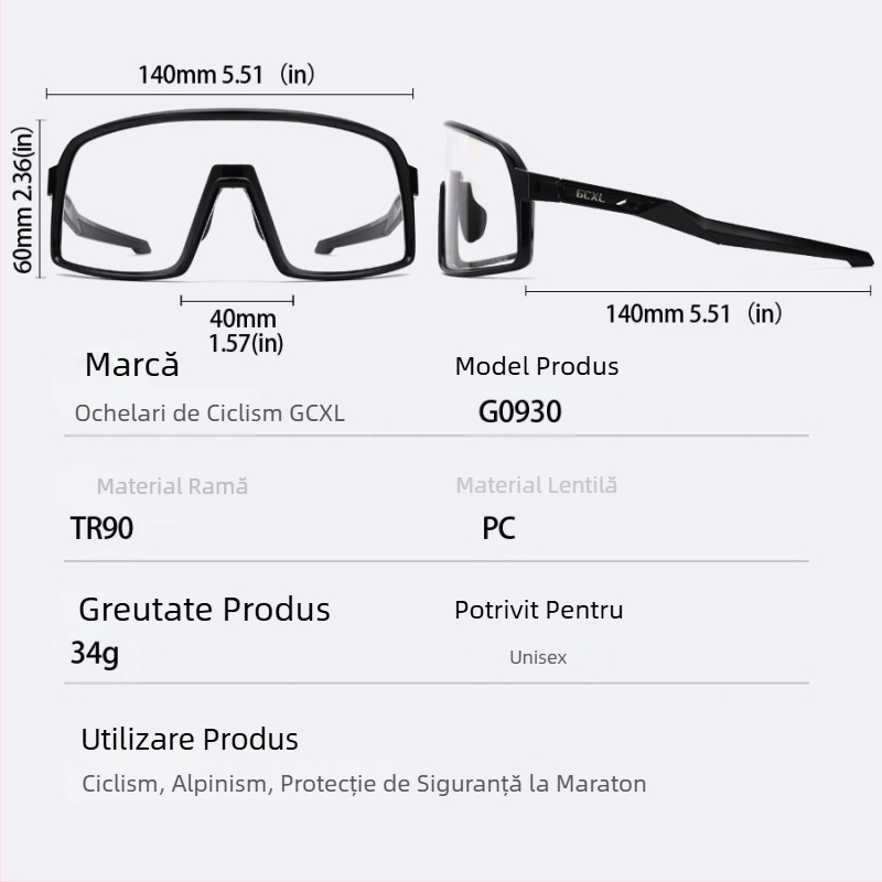 GCXL ochelari sport de exterior cu schimbare de culoare pentru alpinism, drumeții și ciclism, unisex, protecție UV