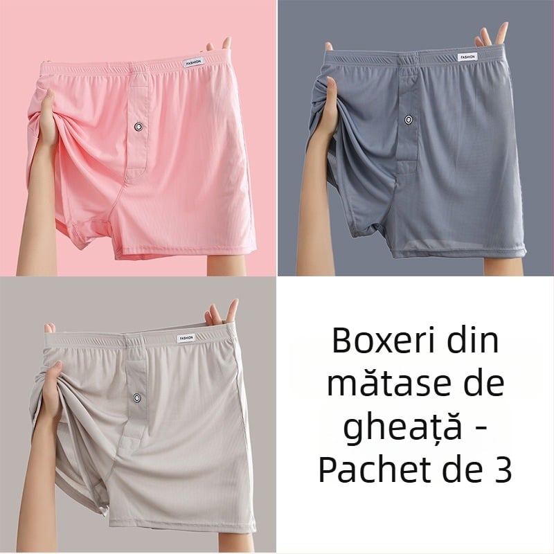 Boxeri pentru bărbați din ice silk, subțiri, pentru acasă, confortabili și lejeri