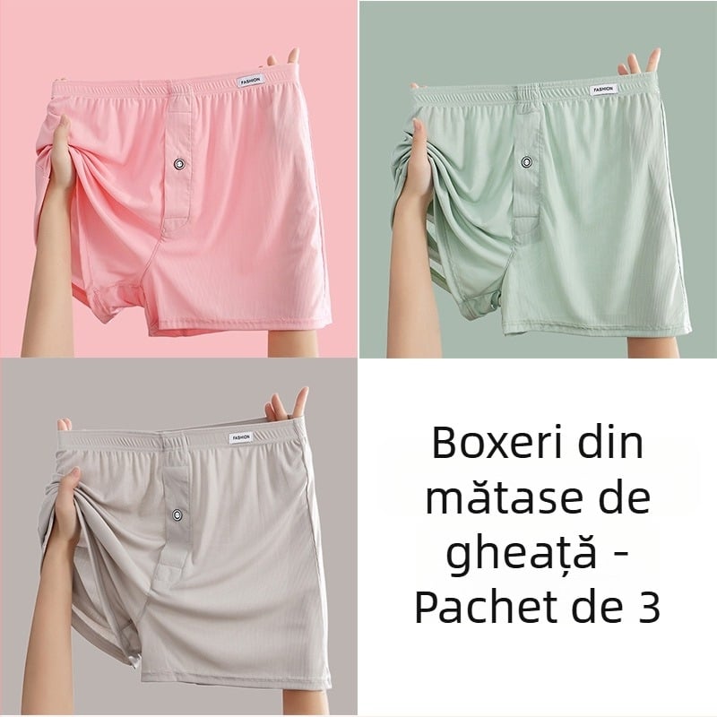 Boxeri pentru bărbați din ice silk, subțiri, pentru acasă, confortabili și lejeri
