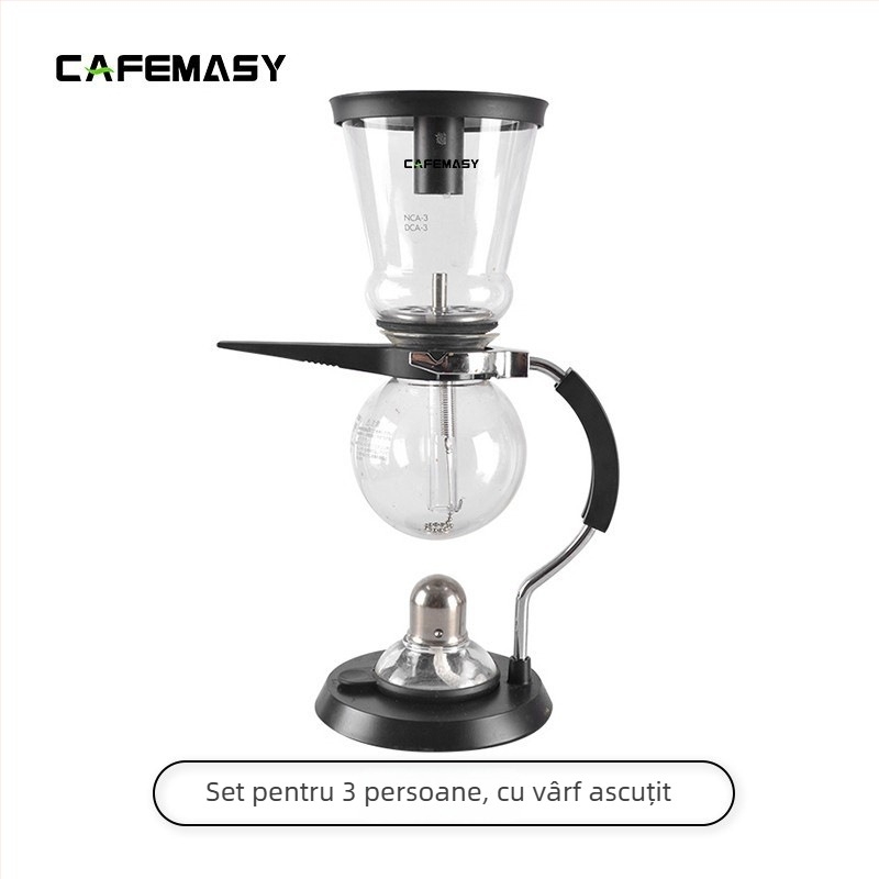 Set sifon de cafea cu filtru, sticlă rezistentă la căldură, manual
