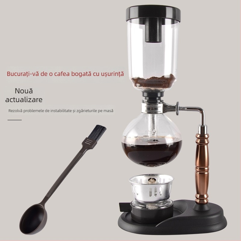 Set sifon de cafea cu filtru, sticlă rezistentă la căldură, manual