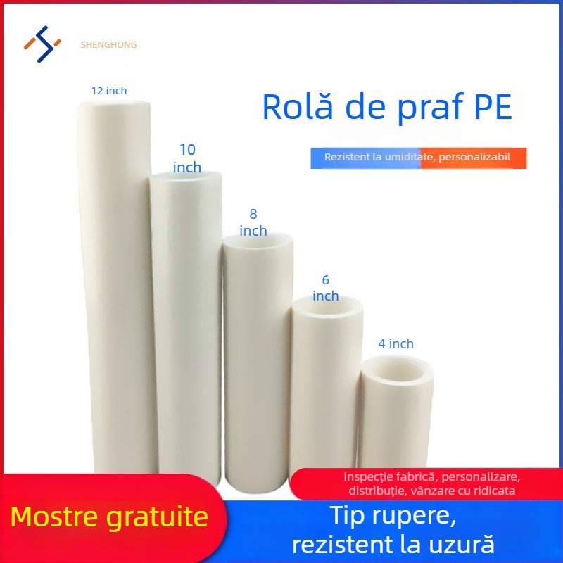 Rulou de praf PE pentru atelier fără praf, mâner antistat, dimensiuni 10 și 8 inch