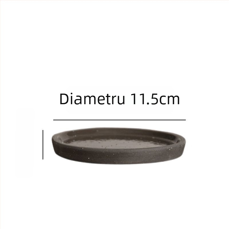 Ghiveci ceramic cu gură largă, design inspirat de capac de pix, în nuanțe gri închis și alb, pentru interior, minimalist și versatil.